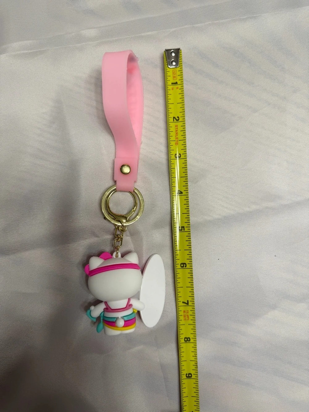 Hello Kitty Pink & Teal Surfing Keychain/ wristlet- Cute Beach Surfer